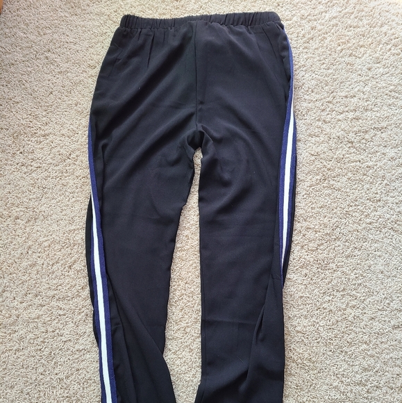 NWT black track pants💙 with navy &white stripe💙 - Picture 8 of 10